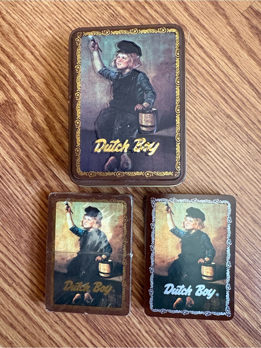 Vintage 2 Deck Dutch Boy playing cards and Tin Box